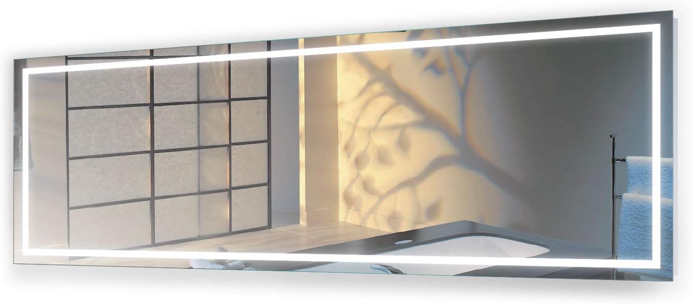 Krugg | Large 96 Inch X 36 Inch LED Bathroom Mirror | Lighted Vanity Mirror Includes Defogger | Wall Mount Vertical or Horizontal Installation |