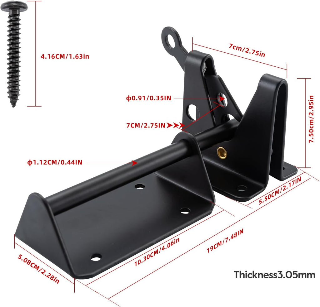 HOME MASTER HARDWARE Heavy Duty Automatic Gate Latch for Wooden Fence, 7-1/2" Black Self Locking Door Latches, Security Latches Hardware for Wood Gates, Vinyl Fence, Garden and Metal Gates