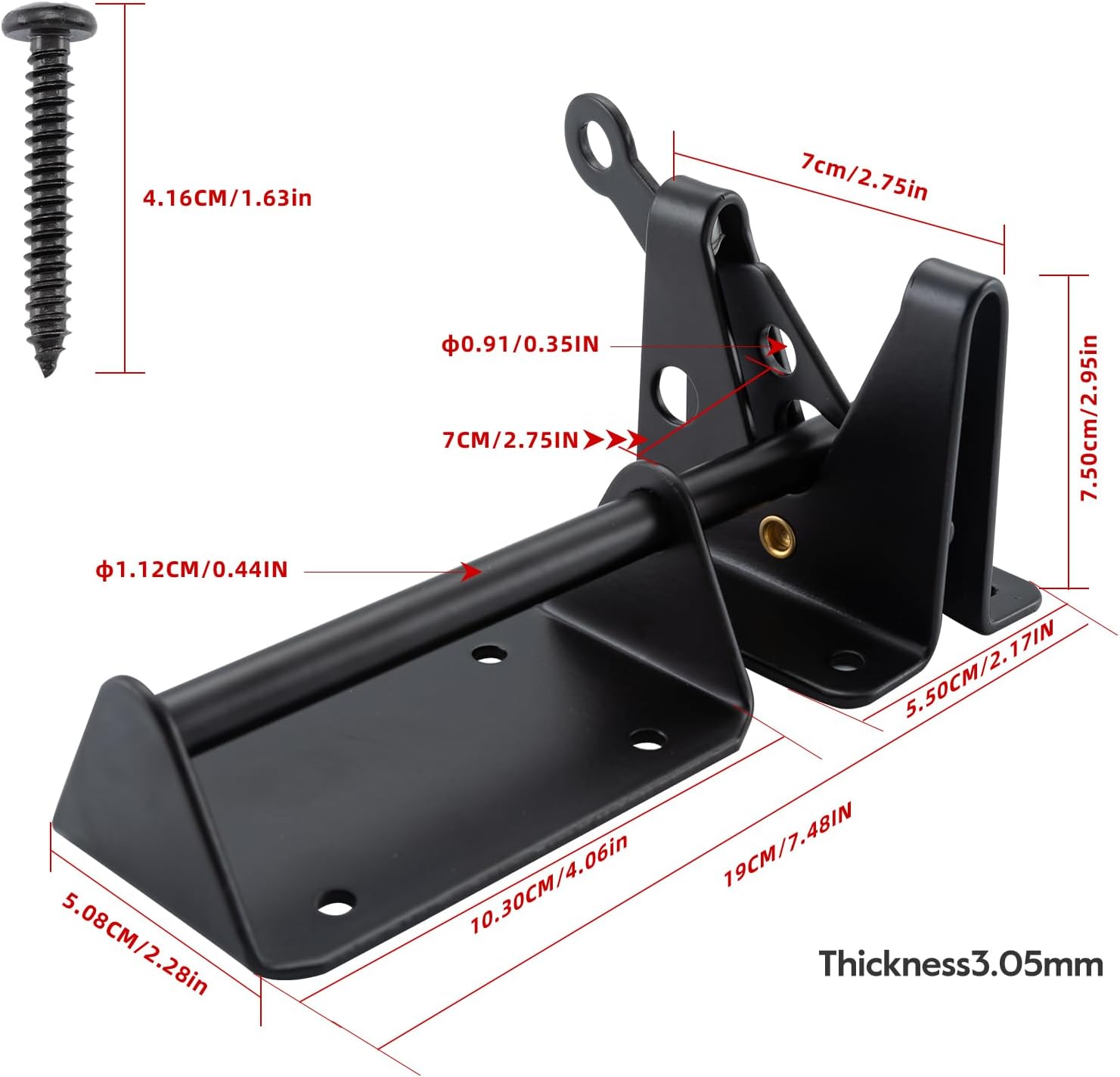 HOME MASTER HARDWARE Heavy Duty Automatic Gate Latch for Wooden Fence, 7-1/2" Black Self Locking Door Latches, Security Latches Hardware for Wood Gates, Vinyl Fence, Garden and Metal Gates