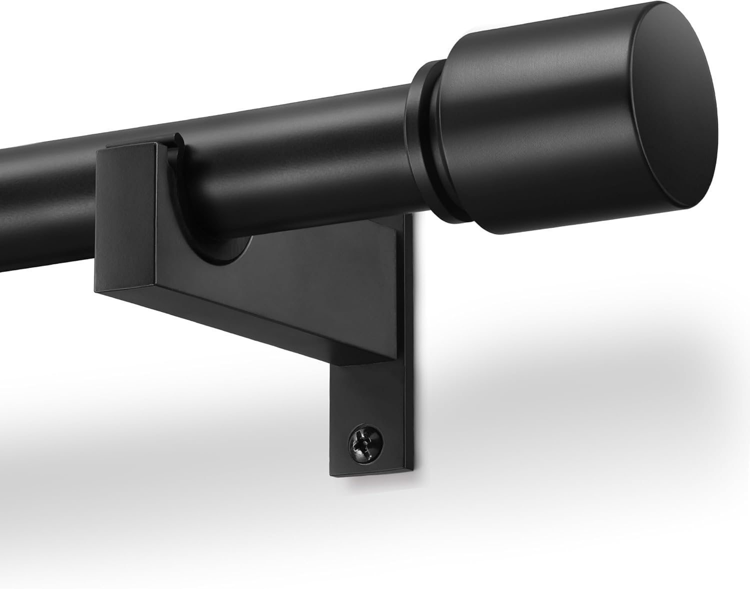 Black Aluminium Curtain Rods for Windows,1 Inch Adjustable Curtain Rod 48-84,Heavy Duty Drapery Rods with Thicken Bracket,Decorative Modern Single Rod with Aluminium Finials