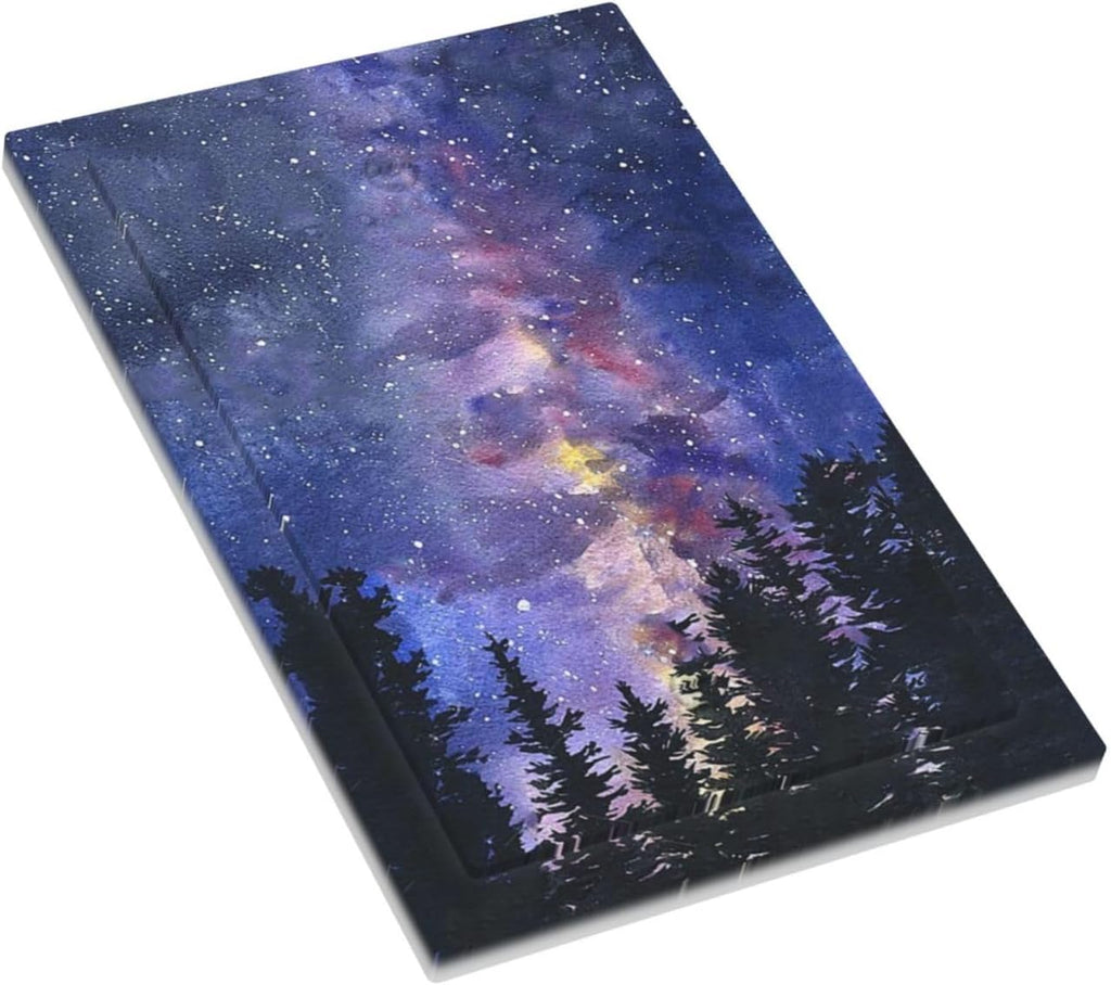Light Switch Cover Plate Dream Milky Way Starry Forest Pine Watercolor Painting 1 Gang No Device Blank Electrical Wall Plates Faceplate Decorative Switch Plate for Bedroom Home Decor