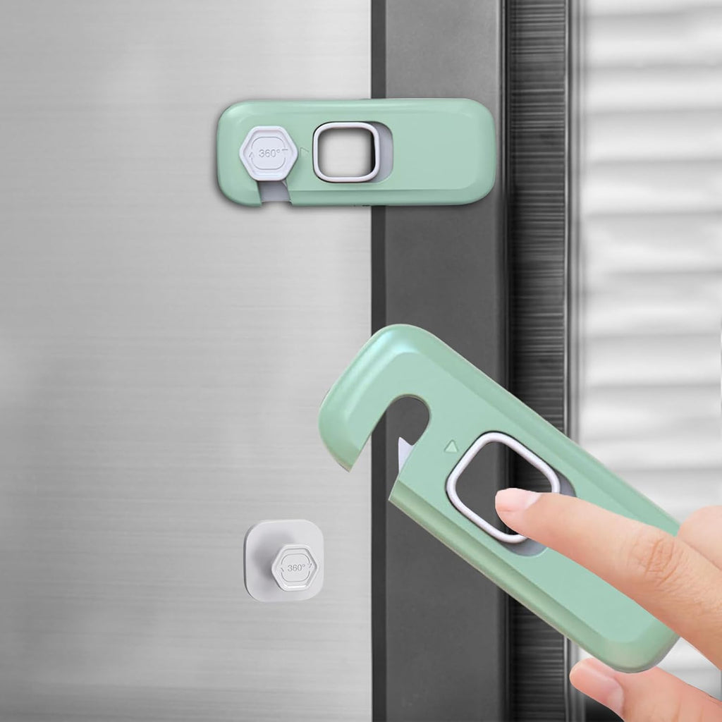 6-Pack Child Proof Refrigerator Lock, Cabinet Locks Baby Proofing, Fridge Lock for Kids with Self Adhesive Latches, Child Safety Locks for Doors, Drawers, Oven, Dishwasher, RV Refrigerator (Green)