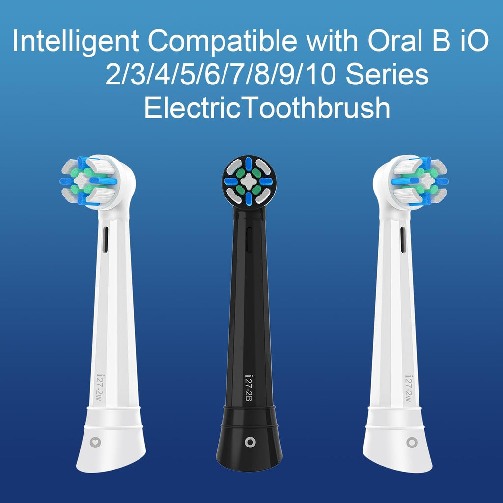 12 Pack Smart Cleaning IO Replacement Heads Compatible with Oral B iO 2 3 4 5 6 7 8 9 10 Series Electric Toothbrush, Brush Heads Compatible with Oral B iO Electric Handles (Black/White)