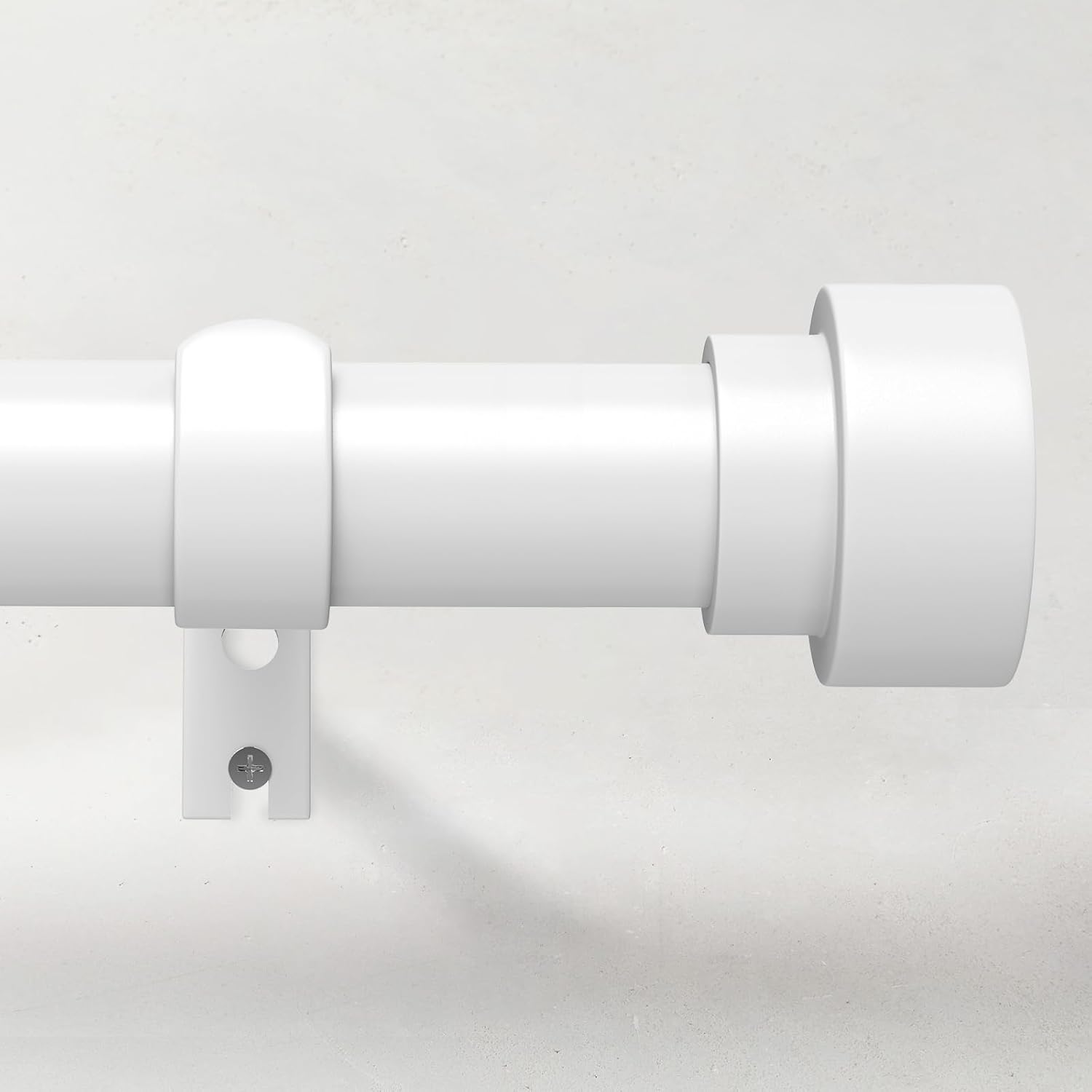 Curtain Rods for Windows 48 to 84, 1 Inch Adjustable White Heavy Duty Long Curtain Rod, Modern Style Indoor Outdoor Window Drapery Rods with End Caps, Size 32" - 90"
