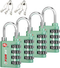 Forge Dual-Opening: Key or Combination Lock, TSA Approved Lock for Luggage, Pelican case, Travel, Gym, School, Luggage Combination Lock, Travel Bag Lock (Green 4 Pk)