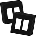 LIDER Matte Finish Double Decorator Switch Cover, Screwless Wall Plate, Mid-Size 2-Gang 4.88" x 4.92", Unbreakable Polycarbonate Thermoplastic, UL Listed, LSWP-32M-BK10P, Black, 10 pack
