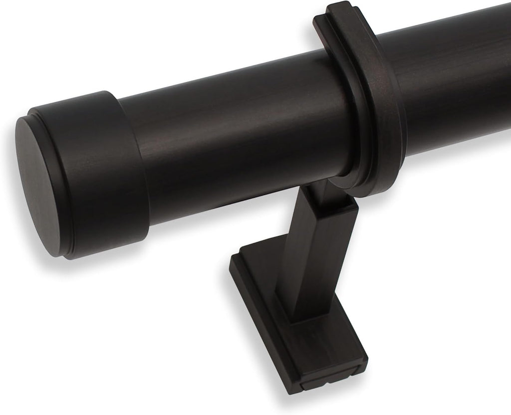 BlastHome® Non-Adjustable Luxury Curtain Rods for Windows, 1 ¼” Rod Set, 4 foot Fixed Length, Brushed Dark Brown