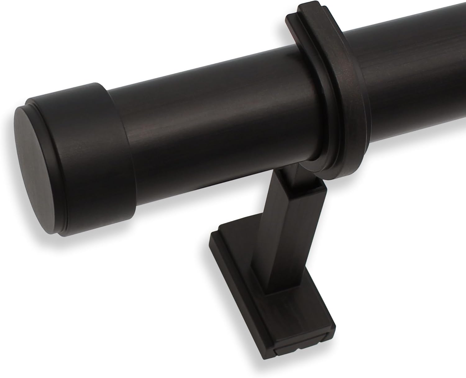 BlastHome® Non-Adjustable Luxury Curtain Rods for Windows, 1 ¼” Rod Set, 4 1/2 foot Fixed Length, Brushed Dark Brown
