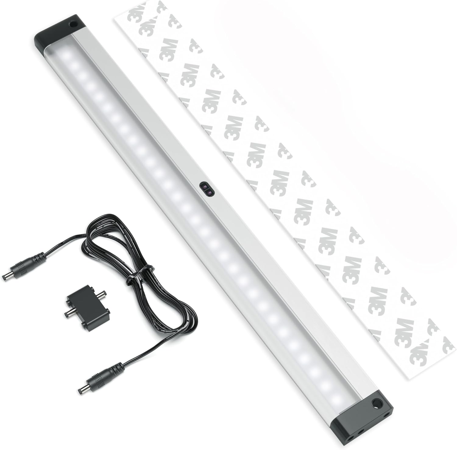 EShine 12 inch LED Dimmable Under Cabinet Lighting Strip with Hand Wave Motion Sensor, Black, with Accessories (No Power Supply Included), Cool White (6000K)