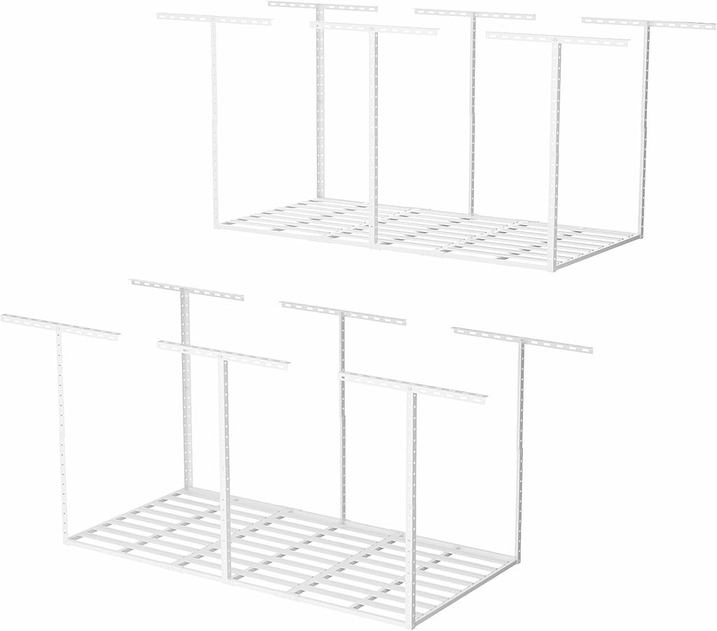 SunsGrove 3x6 Garage Storage Overhead Rack Organization, Adjustable Ceiling Mounted Storage Racks, 800LBS Weight Capacity, 22"-40" Ceiling Dropdown, 2 Pcs, White