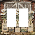 Rustic Daisy Barn Door Flowers 2 Gang Double Rocker Decorative Light Switch Covers Electrical Faceplate Switch Plates for Bathroom Kitchen Home
