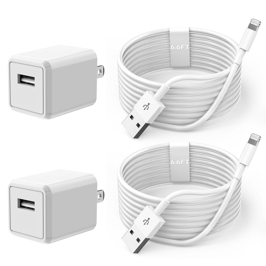 iPhone Charger Cord 6FT, [Apple MFi Certified] 2 Pack Lightning Cable Cube Phone Charging Transfer Cord Cable USB Plug Wall Charger Block Travel Adapter for iPhone 14/13/12/11/SE 2022/8/7/XS/XR/X/iPad