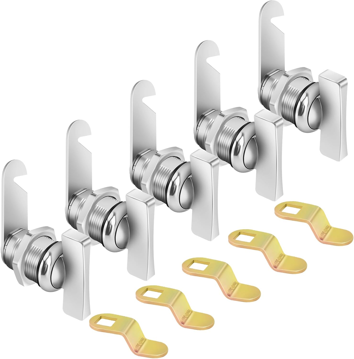 Cam Lock 7/8” 5PCS Thumb Locks Operated Offset, RV Locks for Compartment &Storage Door, Keyless Non-Locking Locks Fits on Camper, Vehicles, Files Drawers (7/8 Inch 5Pcs)