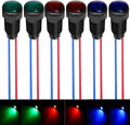 6pcs Red/Blue/Green LED Indicator Pilot Light 110VAC Mounting Hole Size 10mm(Flame Retardant Plastic Shell)