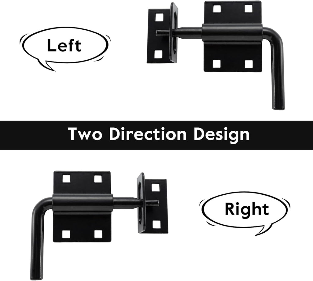 HOME MASTER HARDWARE Heavy Duty Slide Bolt Gate Latch, Sliding Bolt Door Latch Gate Lock Hardware with Padlock Hole, 2 in 1 Barrel Bolt Latch for Wooden Fence/Shed Door/Yard Door/Barn Door, Black