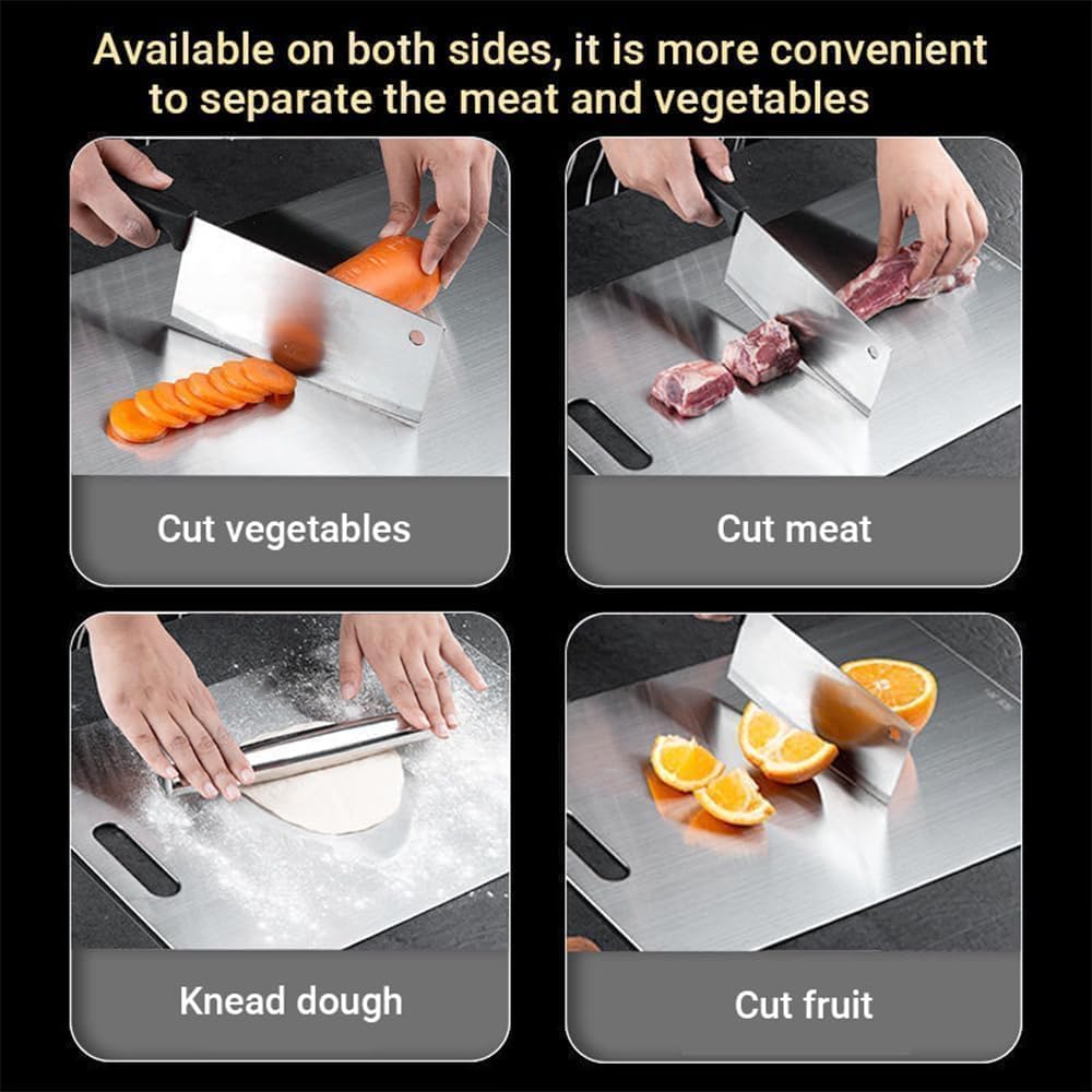 Titanium Cutting Board - 100% Pure Titanium Cutting Boards for Kitchen - Cutting Edge Hygiene & Durability, 1 Pack Double Sided Medical-grade Titanium Cutting Mat, Easy to Clean (14"L x 10"W)