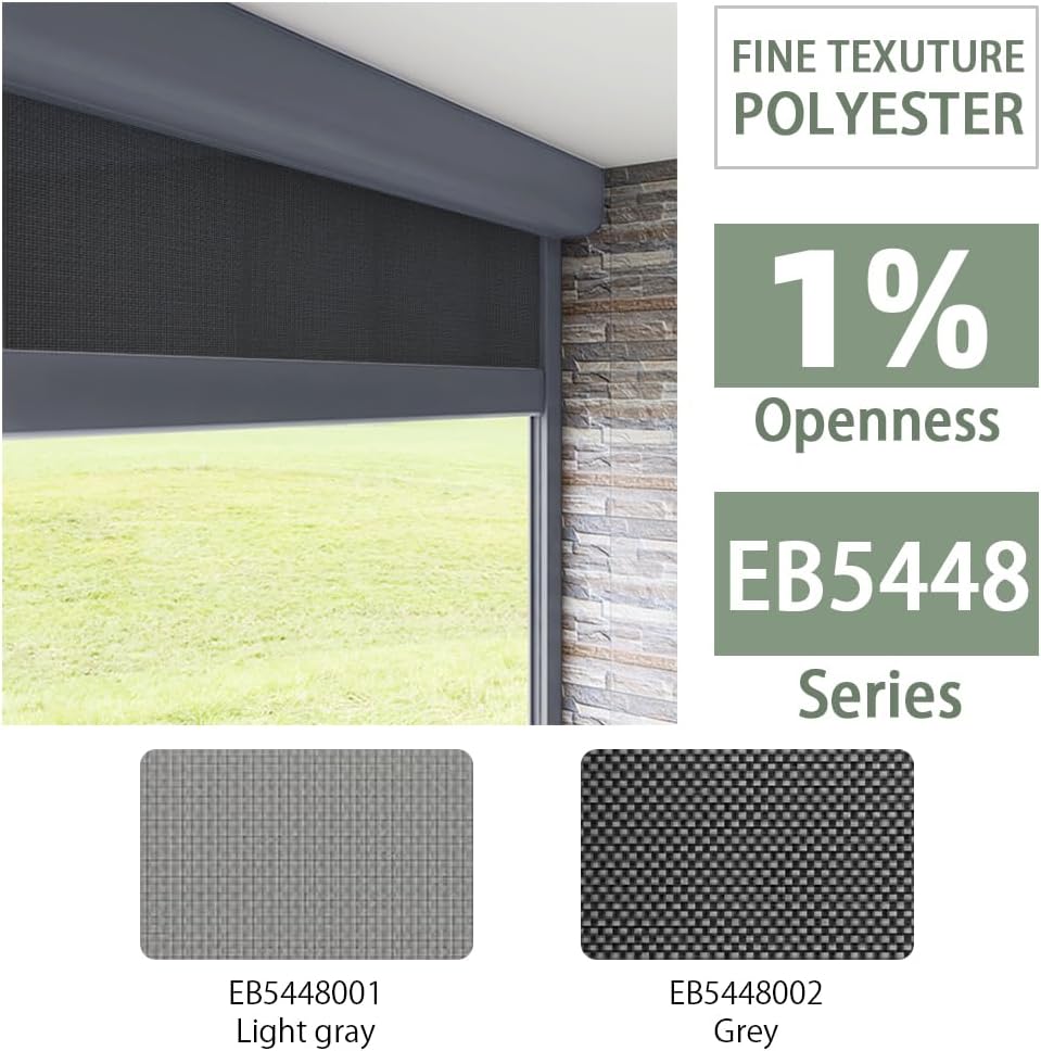 ZSHINE Hard-Wired Outdoor Snow Blocking Weatherproof Motorized Patio Roller Shades Remote Control for Porch Balcony Customized Size (Grey 1% Openness)