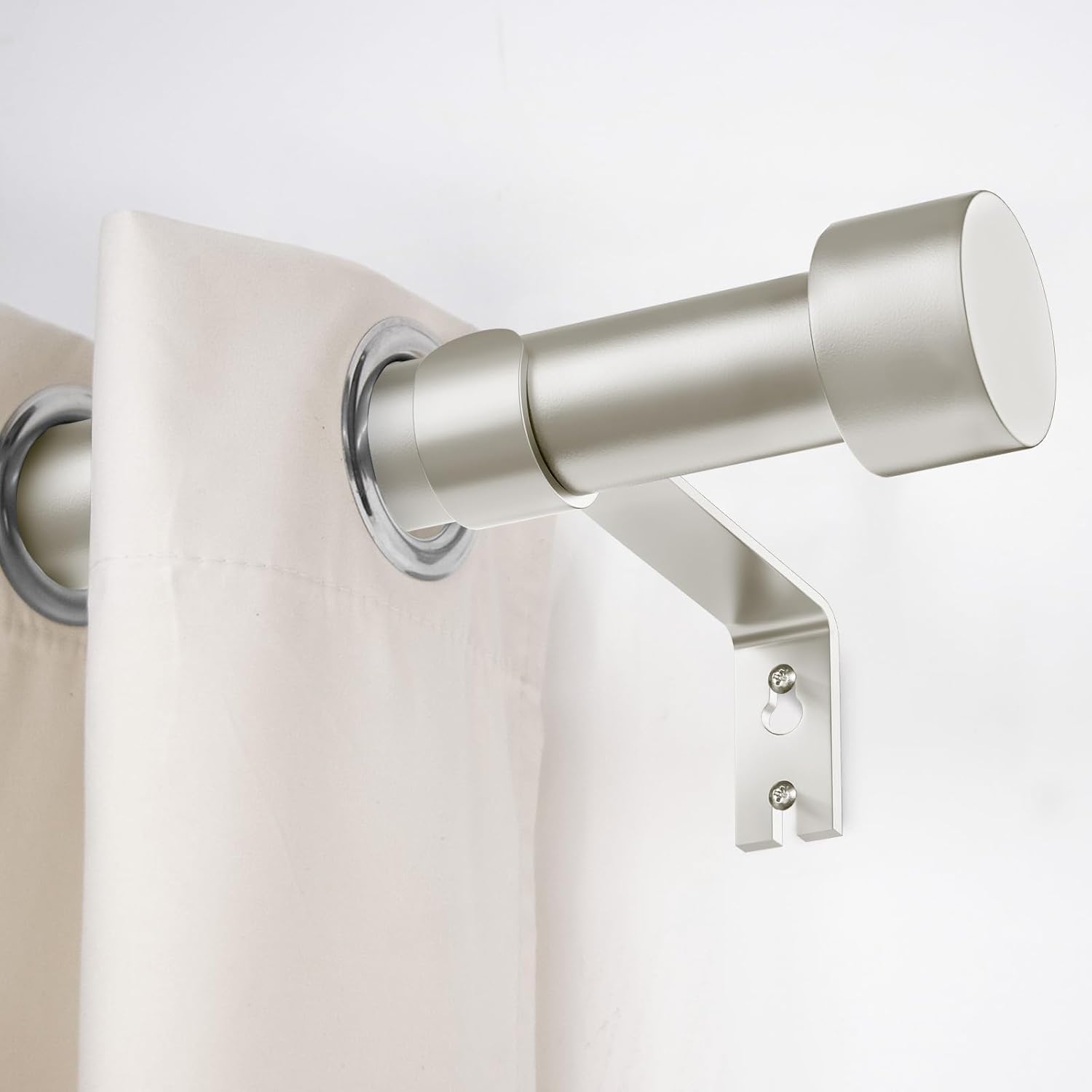 2 Pack Curtain Rods for Windows 28 to 48 Inch(2.3-4ft), 1 Inch Brushed Nickel Curtain Rods Set, Adjustable Heavy Duty Curtain Rod, Modern Drapery Rods for Bedroom Living Room, Size 32"- 60"
