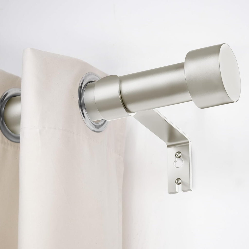 2 Pack Curtain Rods for Windows 48 to 84 Inch(4-7ft), 1 Inch Brushed Nickel Adjustable Heavy Duty Curtain Rod Set, Modern Style Drapery Rods for Bedroom Living Room, Size 32"- 90"