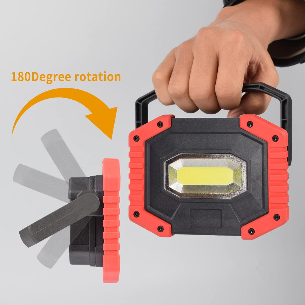 OTYTY LED Work Light 2-Pack, 30W 1500LM Portable Rechargeable Flood Lights with Magnetic Base, 4200mAh Battery for Outdoor, Camping, Hiking, Emergency, Car Repairing, Job Site Lighting (W841Red)