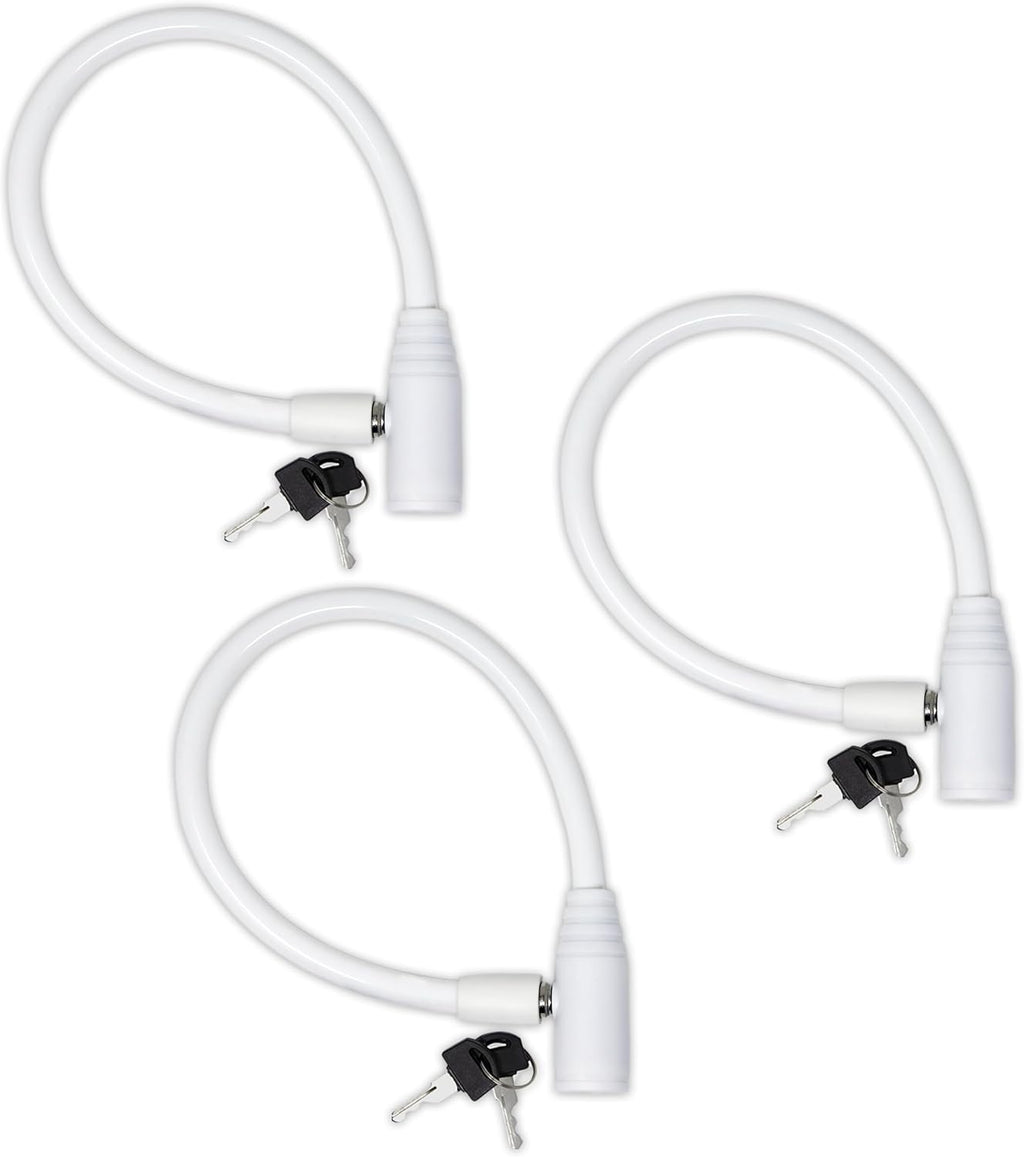 Urban August Child-Proof Refrigerator Lock for Kids & Adults - Lock for French Door Fridge and Cabinet (Regular, White, 3 Pack Keyed Alike)
