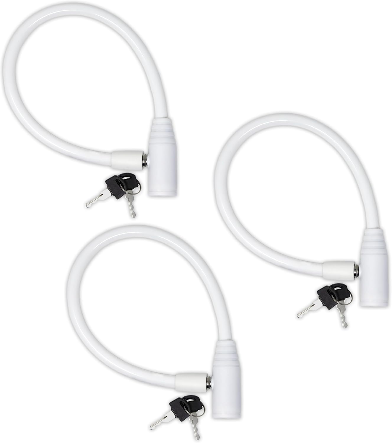 Urban August Child-Proof Refrigerator Lock for Kids & Adults - Lock for French Door Fridge and Cabinet (Regular, White, 3 Pack Keyed Alike)