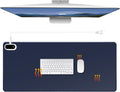 Konohan Heated Large Desk Mat PU Leather Warm Mouse Pad with 5 Heating Level & 4 Hour Auto Shut-Off Heating Keyboard Pad Warmer Gaming Mice Mat Only Supports 110v(Dark Blue Color,31.5" X 13")