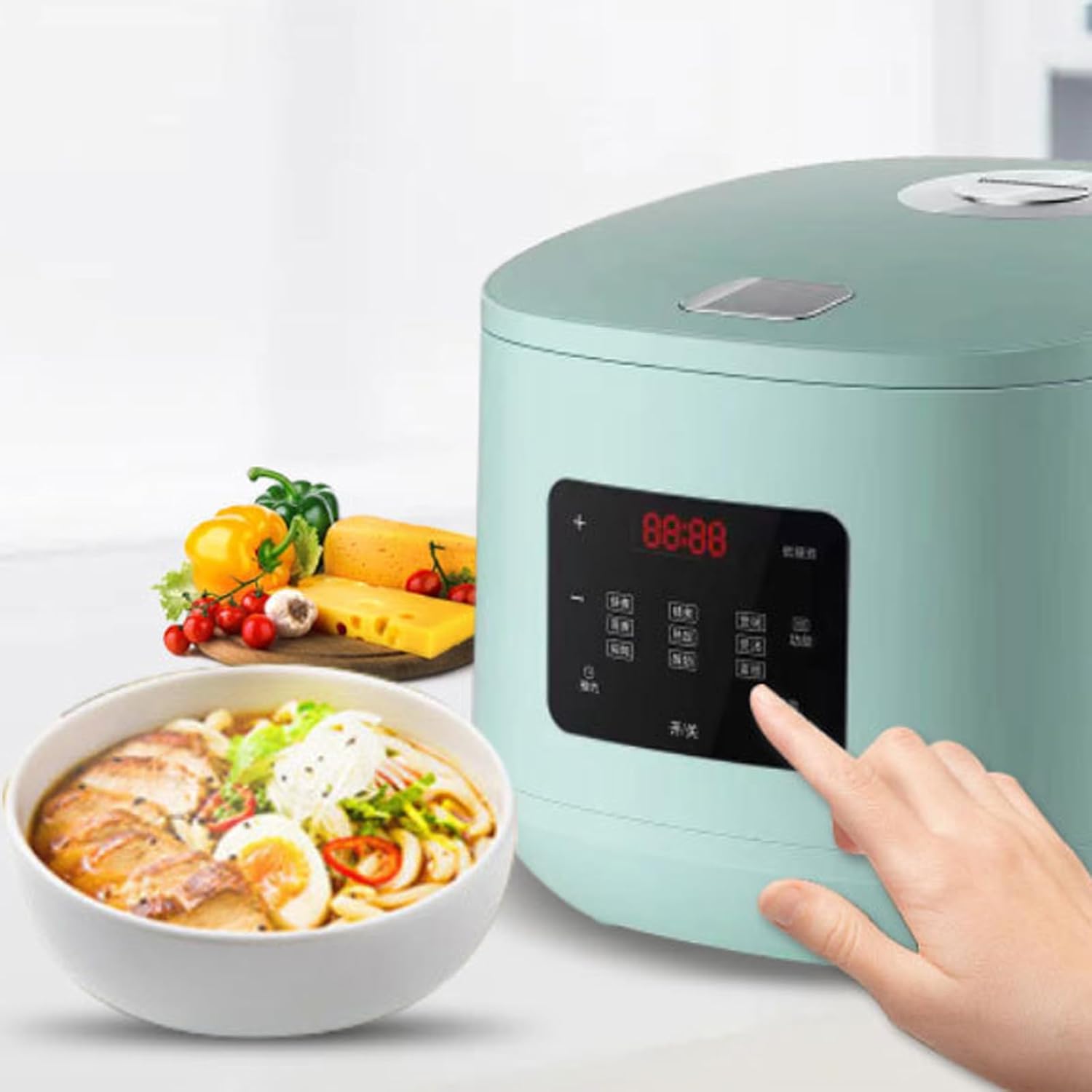 Rice Cooker, Household Small Mini 5L Portable Non-Stick Travel Smart Control Multifunctional Cooker