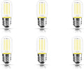 2.5 Inch E17 Intermediate Base LED Filament Bulb 360 Lumens, 5000K Daylight White Dimmable Appliance Bulb AC 120V, UL Listed T8 Microwave Light Bulbs Under Hood for Refrigerator Stove 6Pack