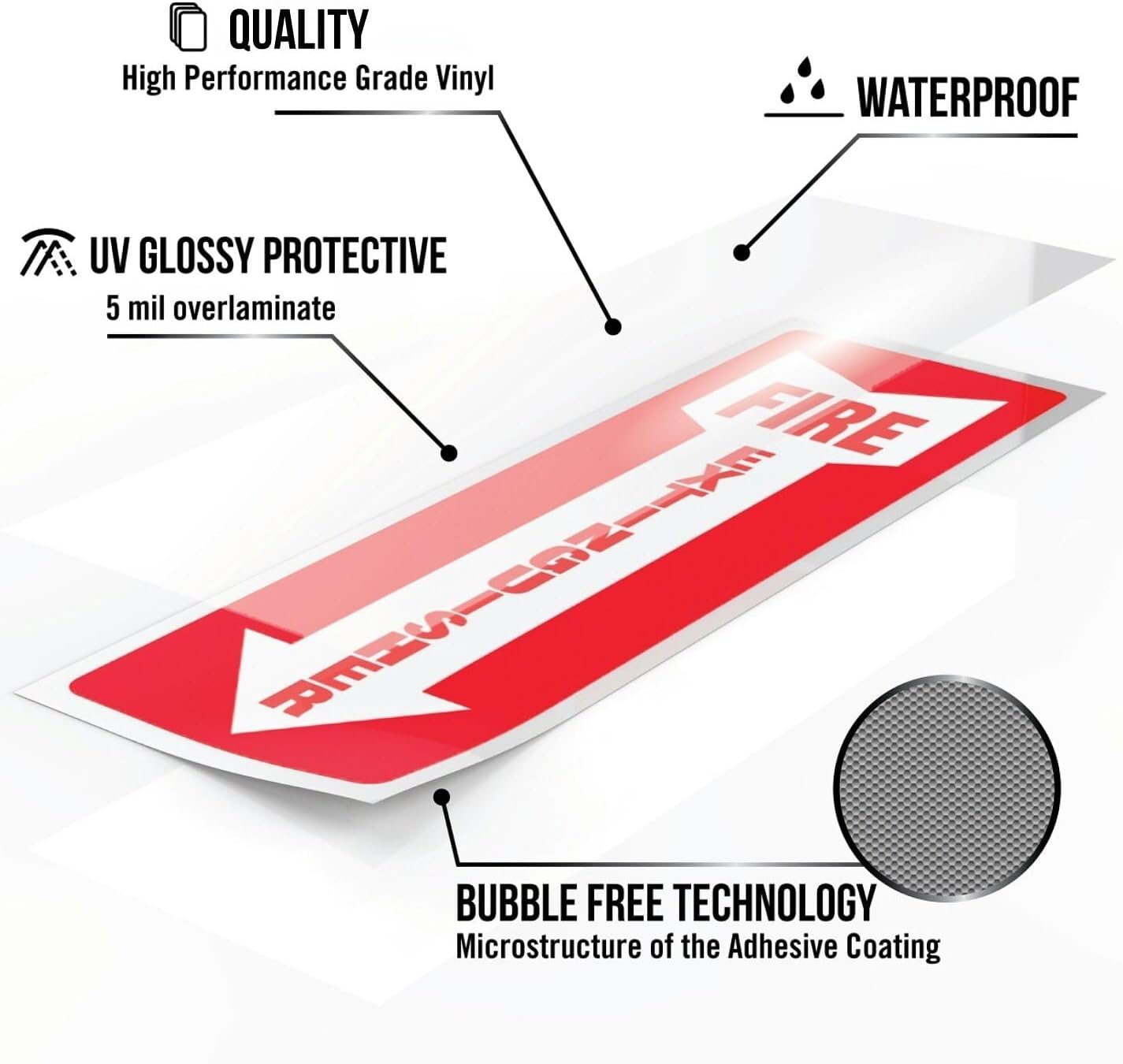 Fire Extinguisher Sign Sticker - 36 Pack - 4" X 12" - 5 Mil Vinyl - Bright Red White Colors - Durable Self Adhesive, Weatherproof, UV Protected - Ideal for Inside Office or Boat