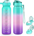 32oz Insulated Water Bottle with handle BPA Free, 316 Stainless Steel Water Bottles 1000ml with Time Marker Double Walled, 1000ml Metal Water Flask Jug for Hiking, Biking, Running
