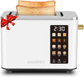 SEEDEEM Toaster 2 Slice, Touch Control Screen, Smart Stainless Toaster, 6 Shade Setting, 6 Bread Selection, Countdown, Removable Crumb Tray, 900W, Pearl White