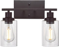 MELUCEE 2-Light Industrial Bathroom Lighting Oil Rubbed Bronze with Clear Glass Shade, Porch Light Fixtures Wall Mount Sconces for Bedroom Living Room Kitchen (Patent No.: US D963914 S)