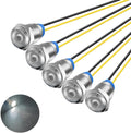 5pcs 10mm LED Metal Indicator Light 110V-220VAC Waterproof Signal Lamp (White)