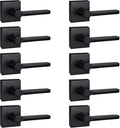 10 Pack Dummy Door Levers in Matte Black, Heavy Duty Interior Handle Lock for Closet Pantry, Non-Turning, Single Sided, Reversible for Left/Right Hand