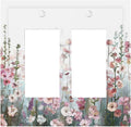 Colorful Flowers Pink Floral Watercolor Plant Decorative Outlet Covers 2 Gang Double GFCI Rocker Electrical Wall Panels Light Switch Cover Plate for Bed Room Living Room Decor