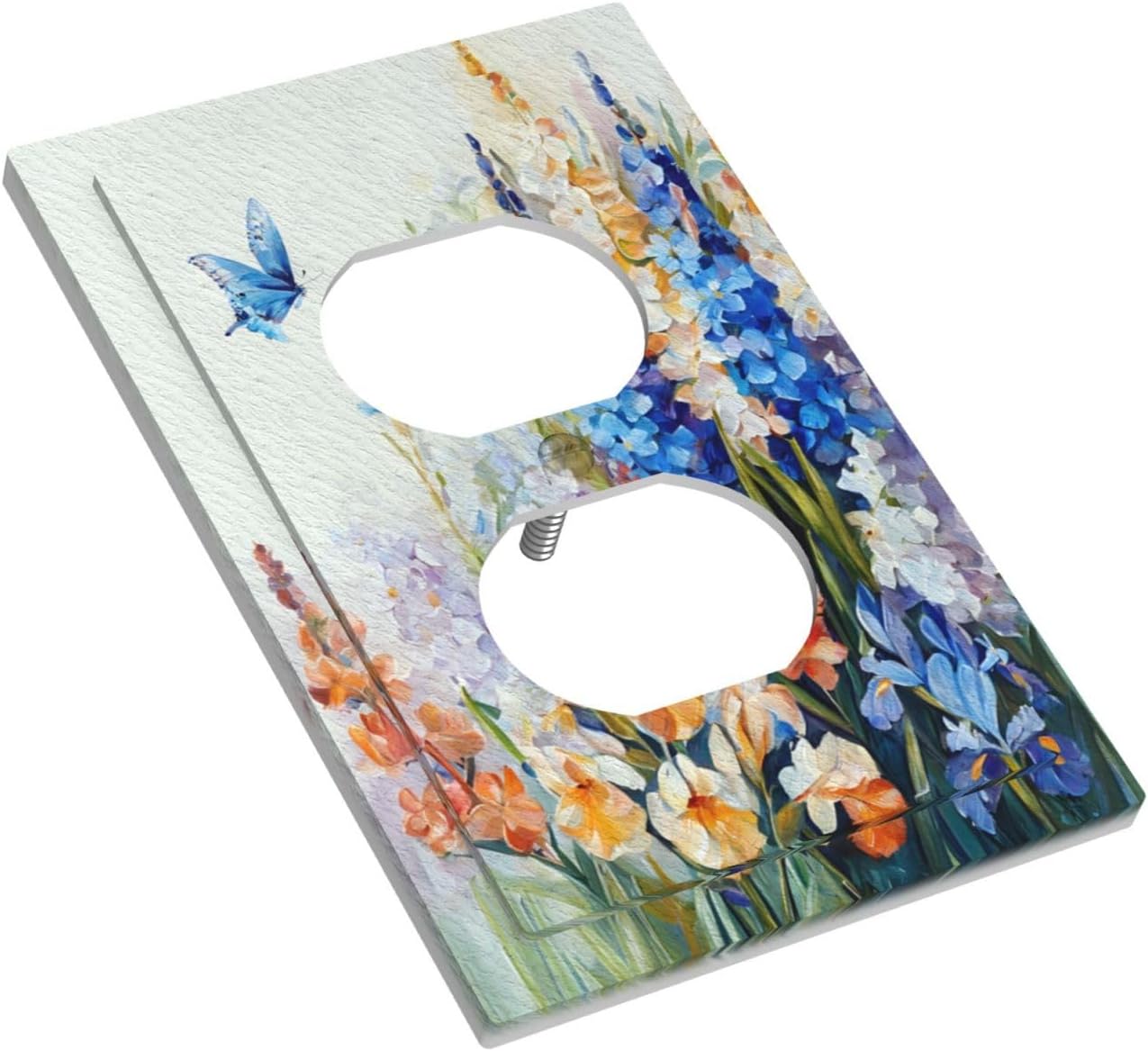 Decorative Outlet Covers Rustic Colorful Floral Garden Flowers 1 Gang Duplex Light Switch Cover Plate Unique Wall Plate Electrical Switch Plate Covers for Country Bedroom Home Decor