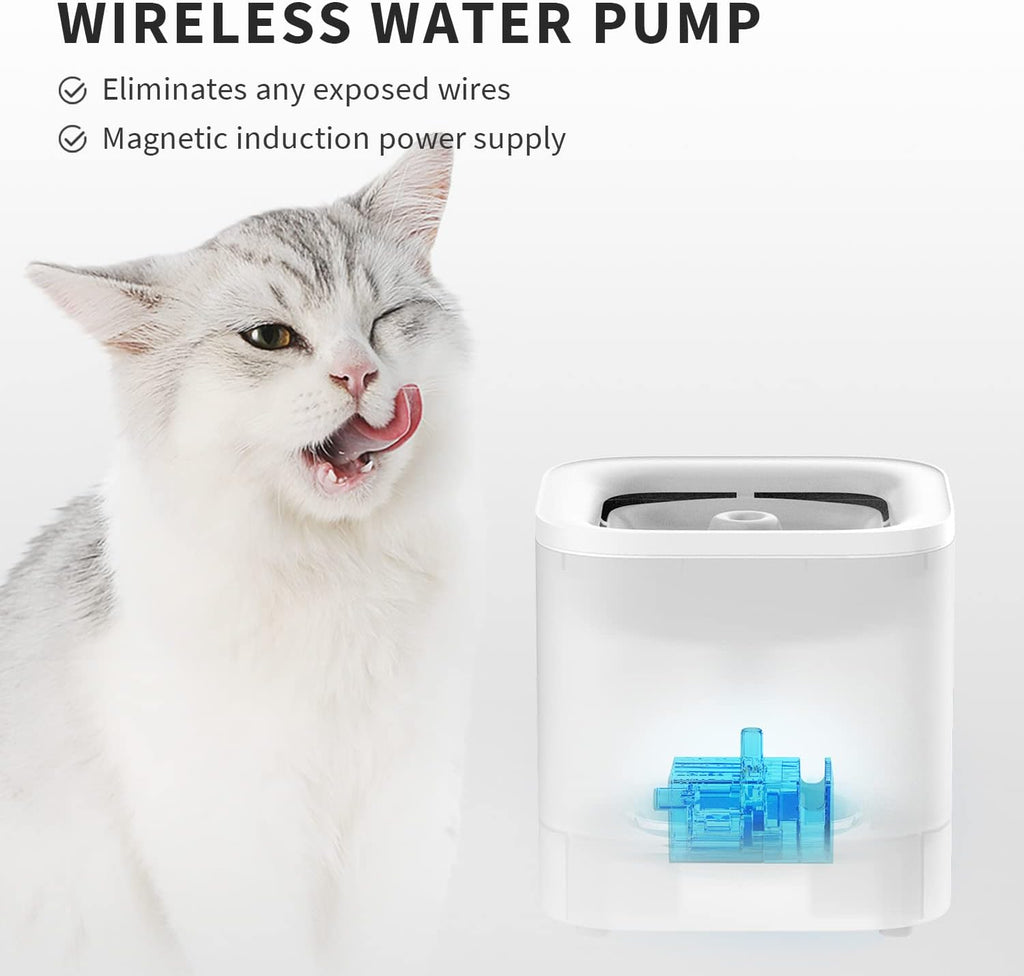 PETKIT New Cat Water Fountain with Wireless Pump, Ultra Quiet 65oz/1.85L Pet Water Fountain for Cats and Dogs Inside, Detachable Design Easy to Clean and Assemble, Filters Included
