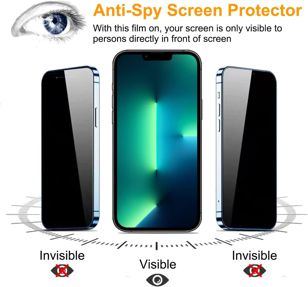 PEHAEL 3Pack for iPhone 16e/14/13/13 Pro Privacy Screen Protector Full Coverage Anti-Spy Tempered Glass Film 9H Hardness Easy Installation Bubble Free [6.1 inch]