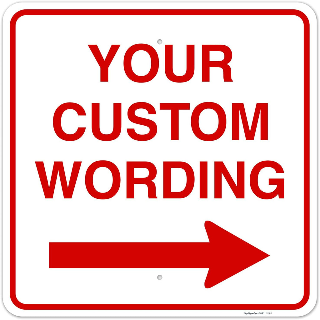 Custom Square Left or Right Arrow Sign, Personalize for Office, Business, Workplace, office, Home, Airbnb, Delivery Signs, 24x24 Inches Yellow, Rust Free .063 Aluminum, Fade Resistant, Made in USA