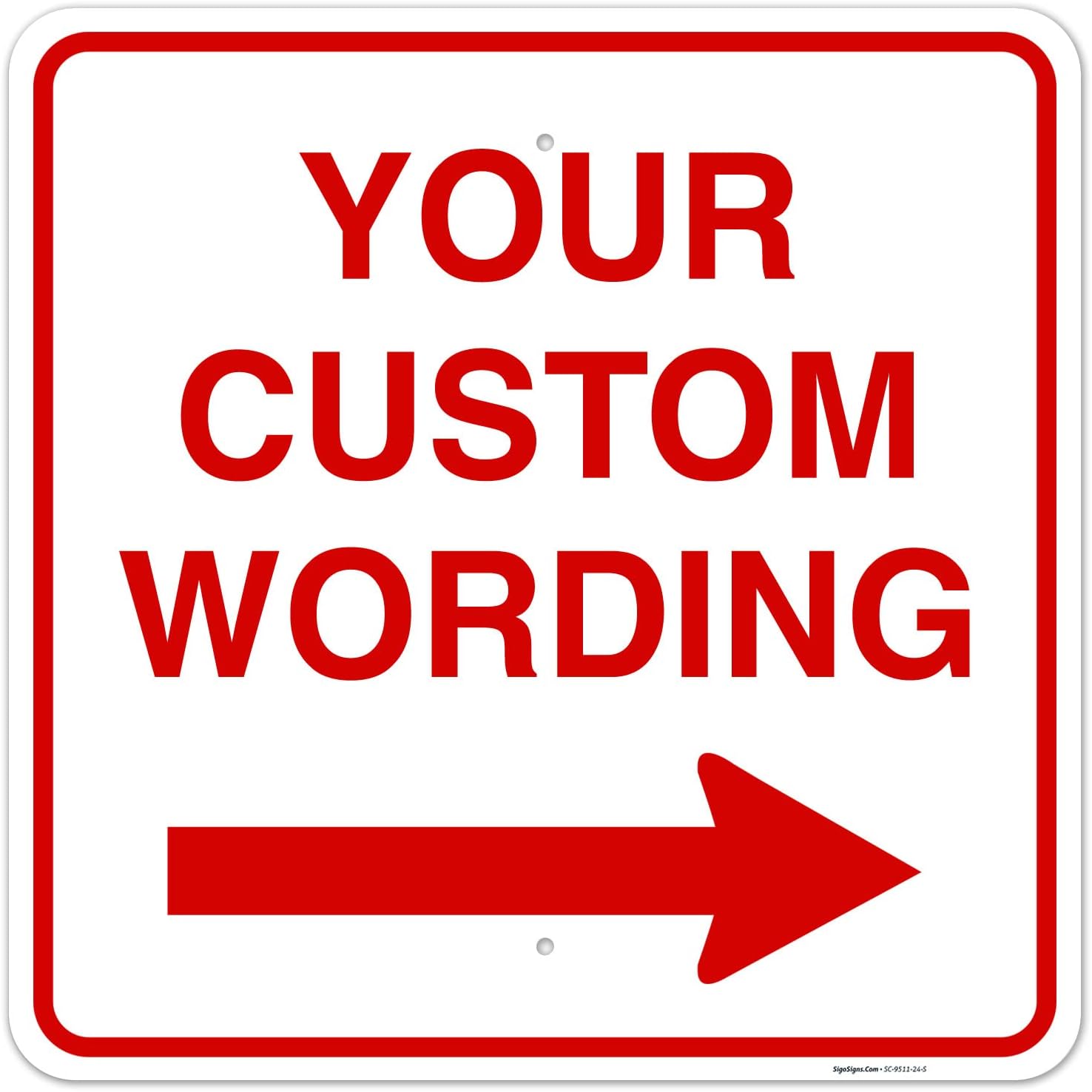 Custom Square Left or Right Arrow Sign, Personalize for Office, Business, Workplace, office, Home, Airbnb, Delivery Signs, 24x24 Inches Yellow, Rust Free .063 Aluminum, Fade Resistant, Made in USA