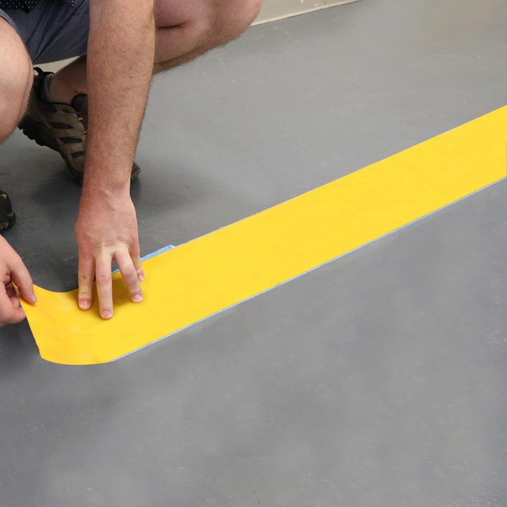 SmartSign Yellow 6 inch x 100 feet Floor Marking Tape, 32 mil Vinyl Floor Tape, Superior Mark Industrial Use Safety Tape with Beveled Edges, Strong Adhesive, for Gym/Warehouse/Courts