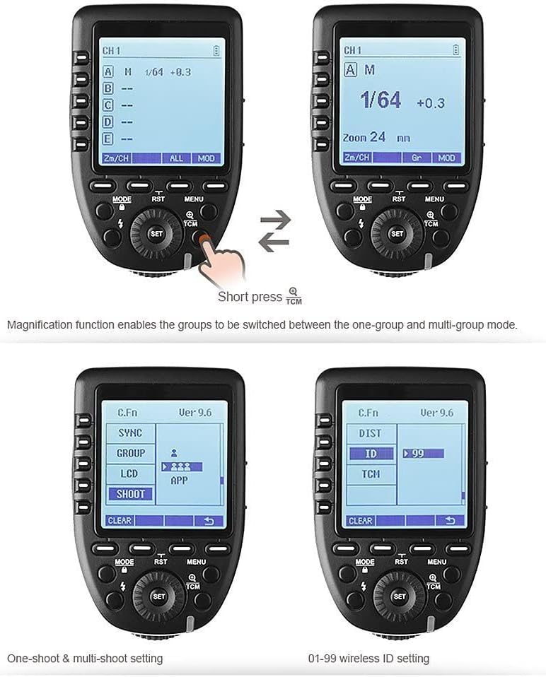 Godox XPro-C E-TTL Wireless Flash Trigger Transmitter for Canon EOS HSS 1/8000s TTL-Convert-Manual Function Large LCD Screen Slanted Design 11 Customizable Functions 5 Dedicated Group Buttons