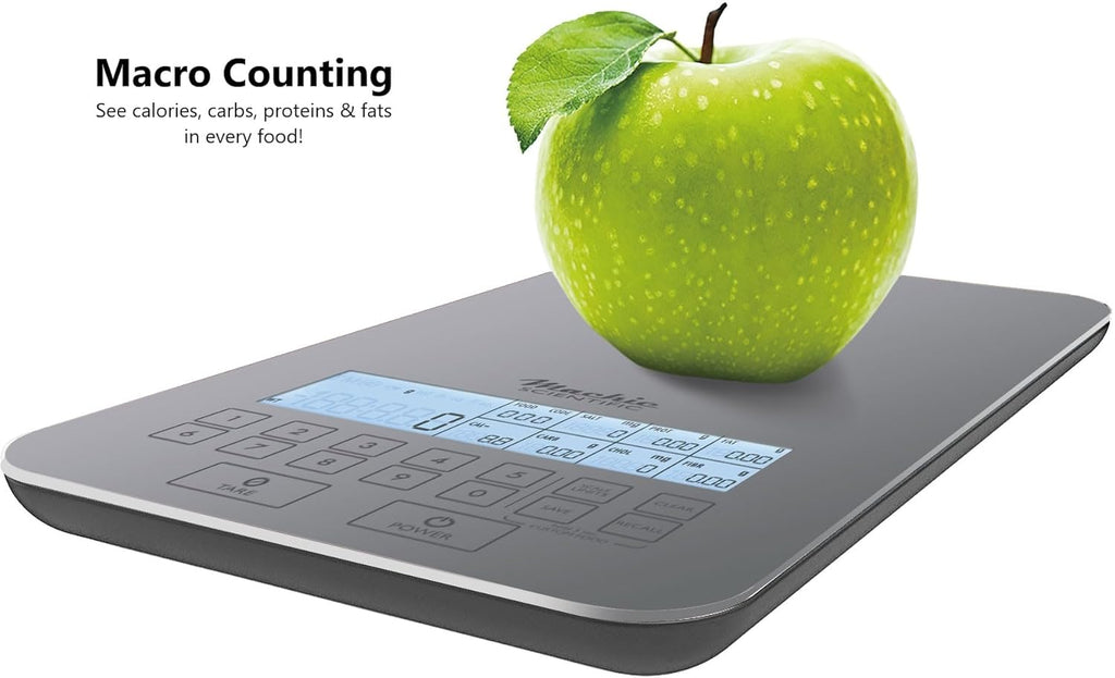Nutrition Scale by NutraTrack™ with Food Grade Glass, Perfect for Calorie Counting, Meal Prep, and Weight Loss (Pearl Silver)
