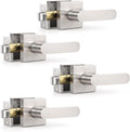 KNOBWELL 4 Pack Interior Door Handle,Satin Nickel Finish Door Levers, Passage Knob for Closet Hallway, Zinc Alloy Construction, 250,000-Cycle Durability