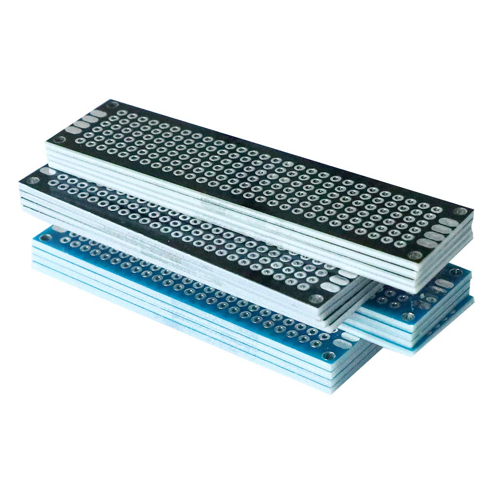 32 Pcs(2x8cm) Double Sided PCB Board Prototype Kit Soldering 2 Colour Universal Printed Circuit Board for DIY Soldering and Electronic Project