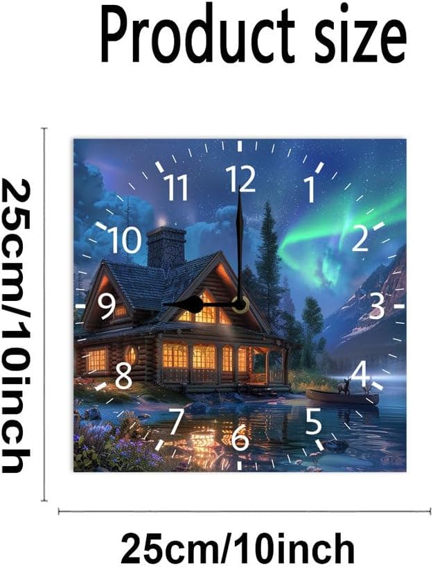 10 in Moon Cabin Retreat -293 Wood Wall Clock – Digital Time Display, Smart Home Compatible for Bedside or Workspace