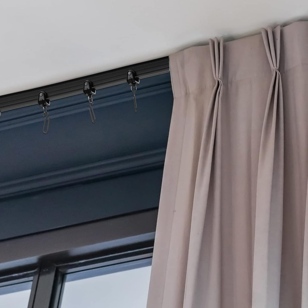 Jetec Curtain Tracks Ceiling Flexible Curtain Track Bendable Rail Curved Wall Mounted for Living Room Bedroom Divider Rod RV(5 Meter/ 16.4 Feet,Black)