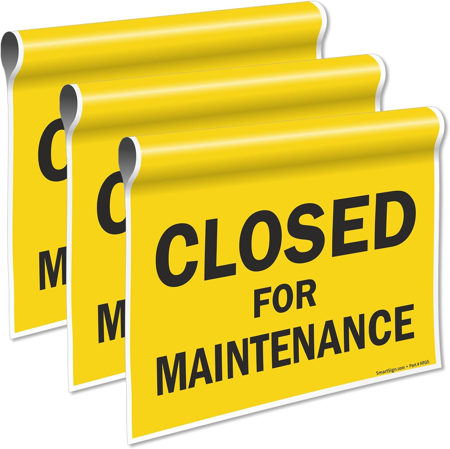 SmartSign 3-Pack 'Closed For Maintenance' Hanging Doorway Barricade Sign, Spring-loaded Adjustable Twist-To-Tighten Aluminum Pole & 11.25" x 18" Vinyl Safety Sign Kit, USA-Made