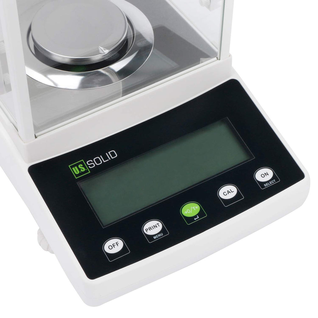 U.S. Solid 0.1mg Analytical Balance, 220g x 0.0001g, Lab Electronic Scale with Automatic Internal Calibration, Electromagnetic Transducer, RS232, Overload Protection, Piece Counting, 4 Weighing Units
